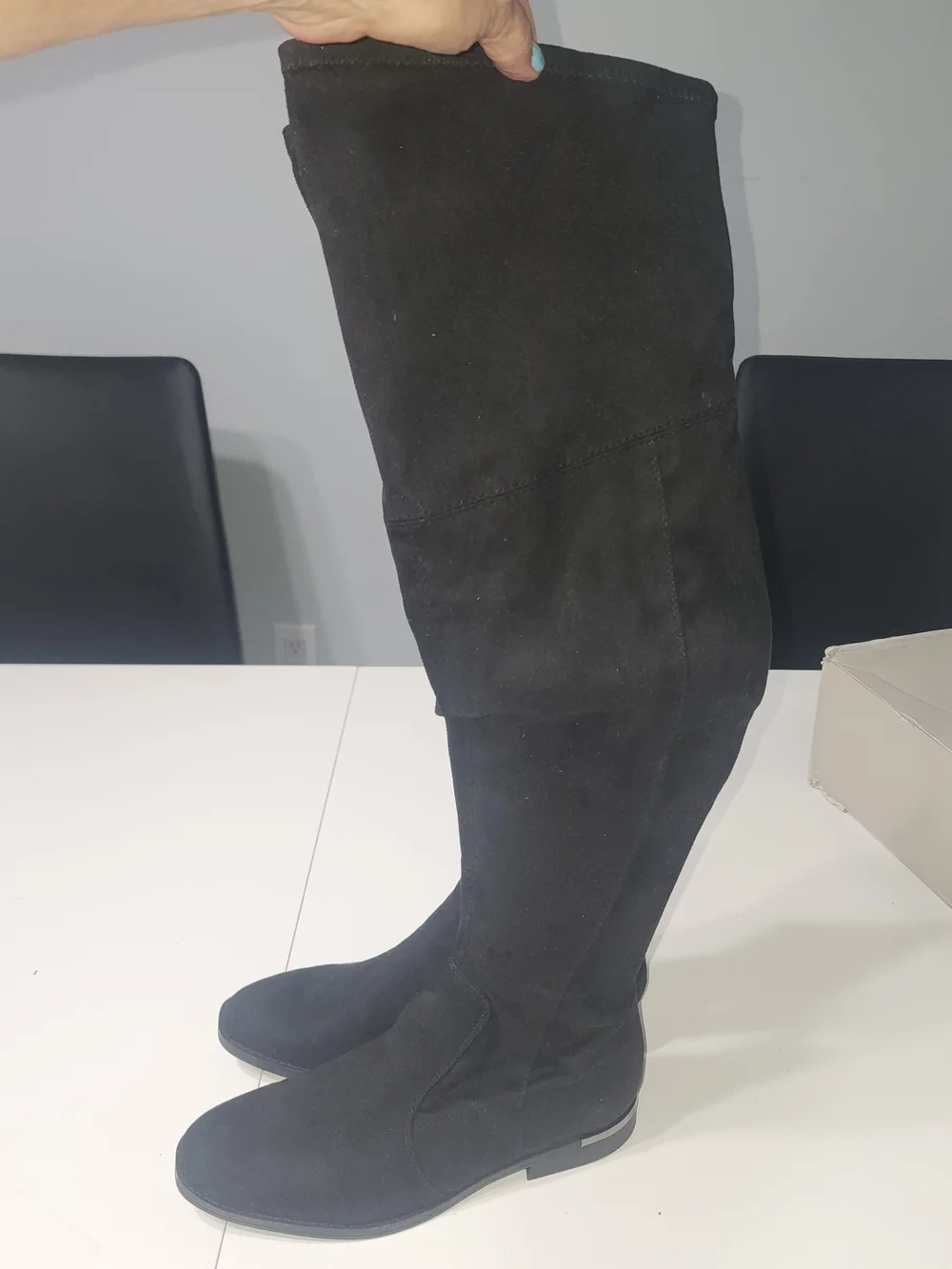 Marc Fisher Black Over-the-Knee Suede Boots with Side Zip New Without Box Size 8